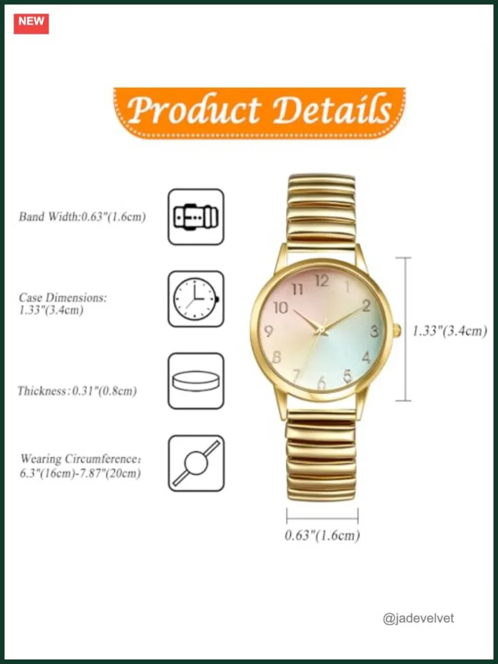 Stretch Band Watch Easy Reader Analog Quartz Bangle Wristwatch for Women